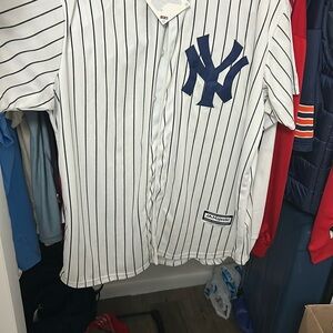 New York Yankees Majestic White and Black Striped Jersey #24 Tino Martinez Xxl